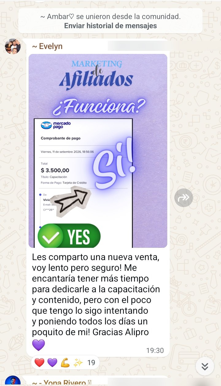 Captura real de testimonio 1 en la comunidad ALIPRO