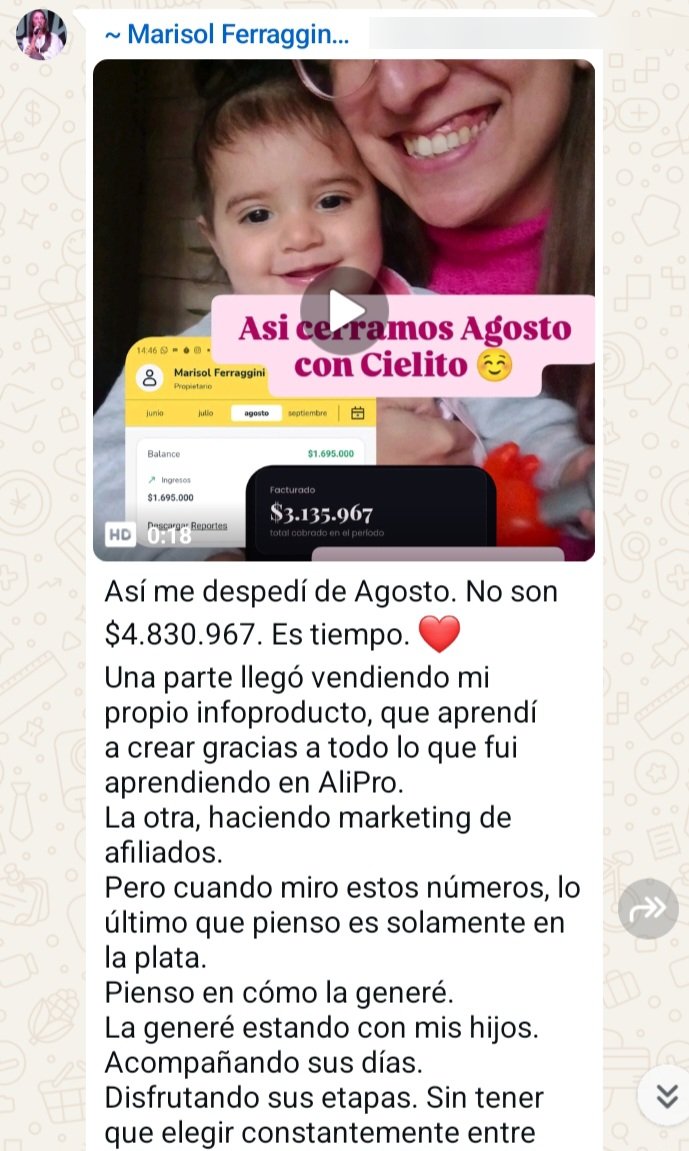 Captura real de testimonio 2 en la comunidad ALIPRO